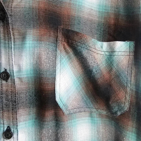 NOBO Shirt Plaid Brown Green Button Relaxed Fit  size XXL - Picture 4 of 6